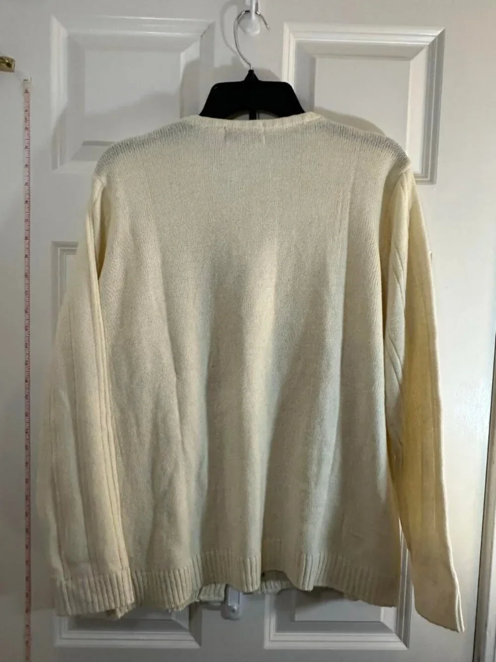 Turtle Bay Ivory Cream Cable Knit Button Front Cardigan Sweater L - Picture 6 of 6